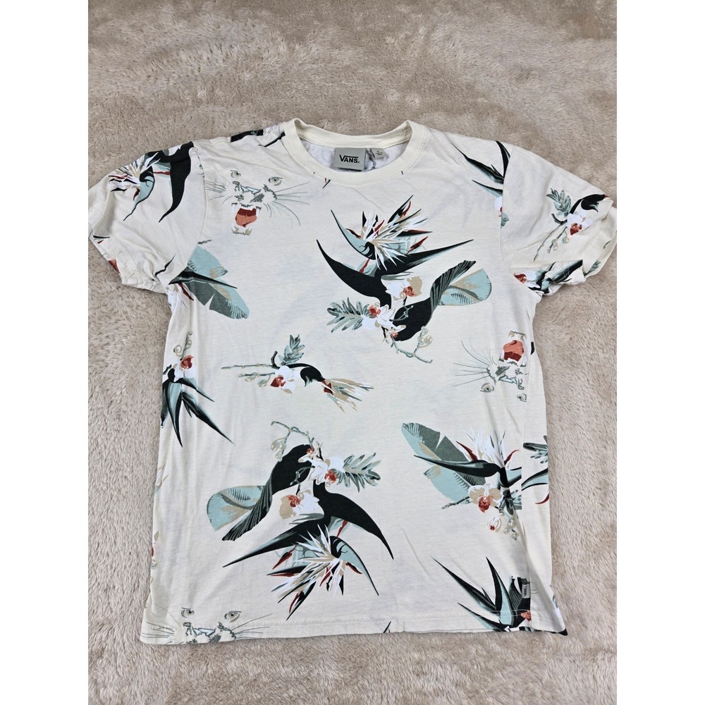 Vans Men's Size S All‎ Over Print T Shirt Birds Flowers Tropical Graphic Tee
